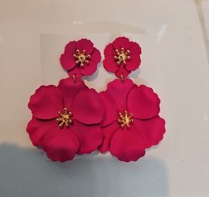 Vibrant Pink Floral Earrings